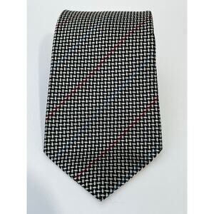 Vintage Burberry's Silk Necktie Black Checked Preppy Regency Officecore
